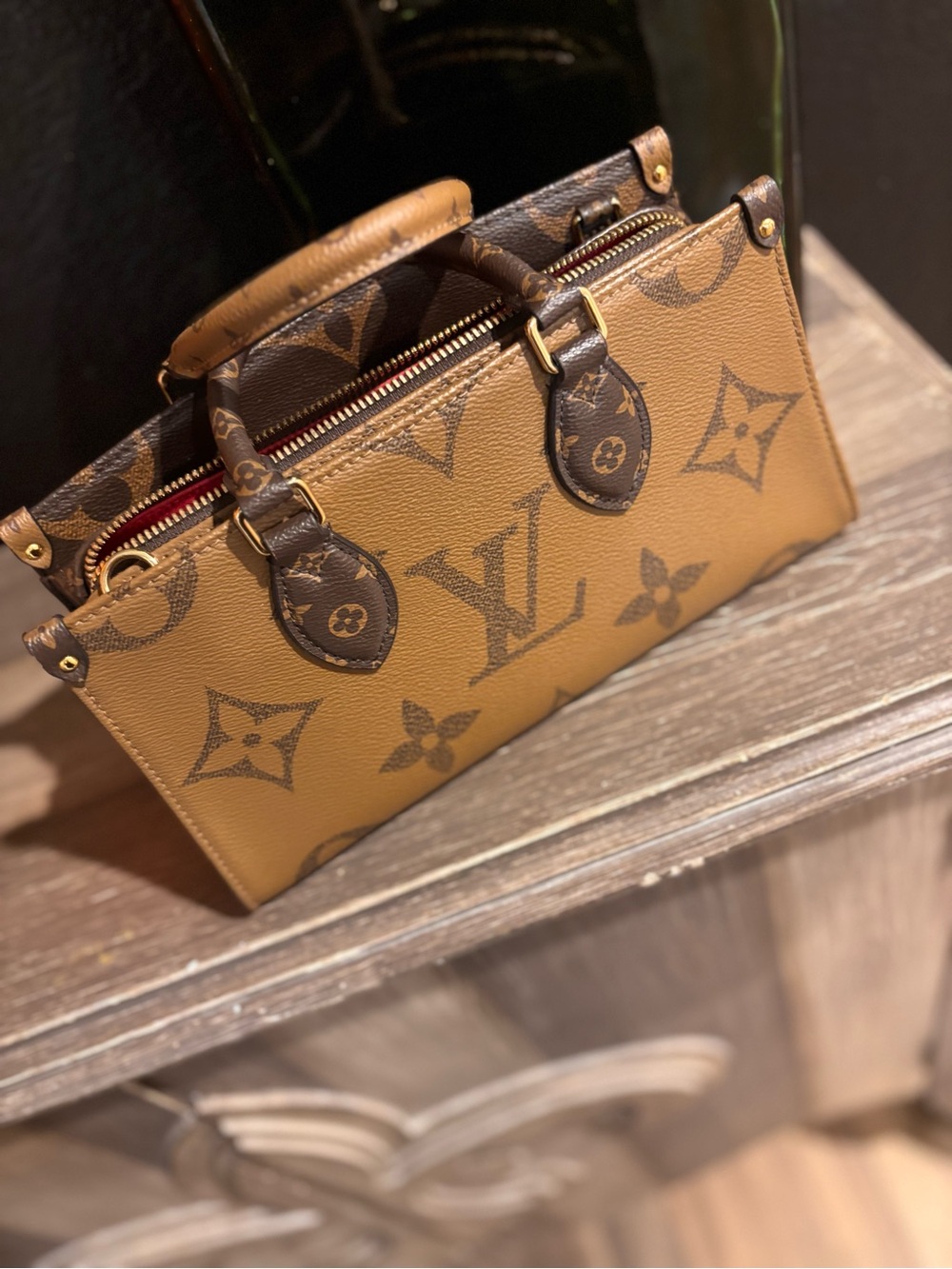 Louis Vuitton Brown Tan Monogram Mini Satchel